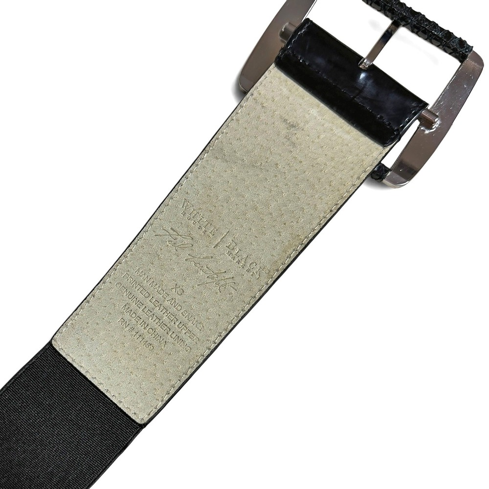 White House Black Market Patent Wide Stretch Statement Belt Snake Print XS Y2K - Picture 3 of 9